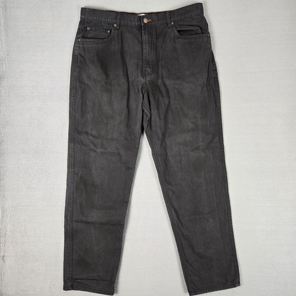 Eddie‎ Bauer Jeans Mens 38x34 Black Canvas Stretch Classic Fit Straight Workwear
